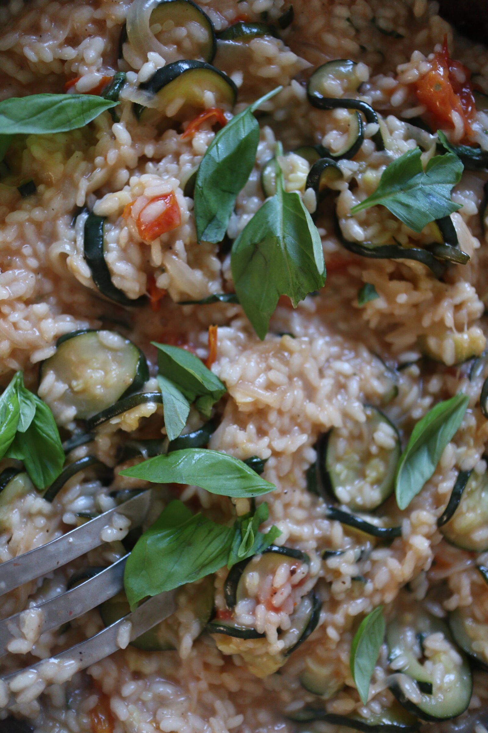 Zucchini tomato basil risotto