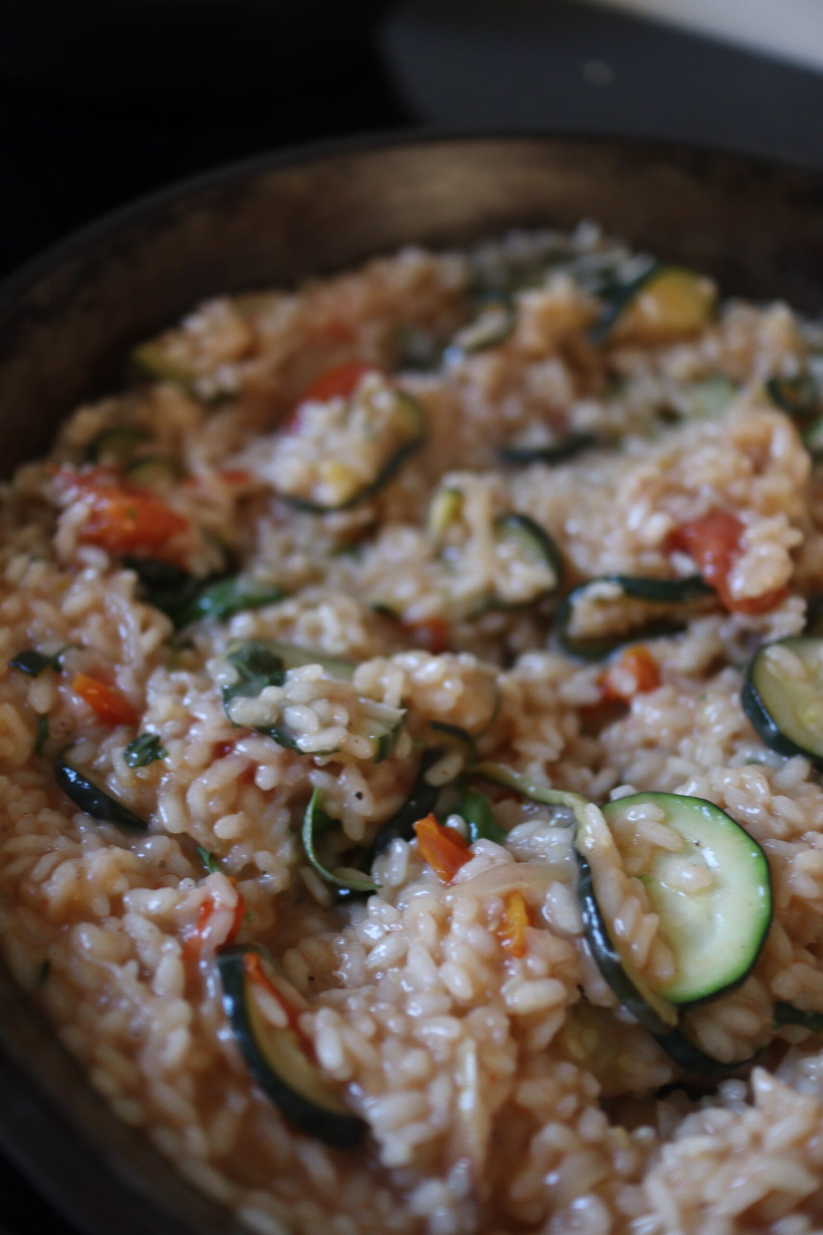 Zucchini tomato basil risotto